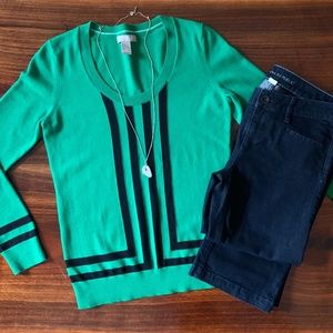 BANANA REPUBLIC Emerald Green and Navy Sweater